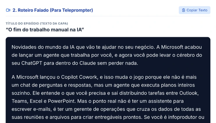 Exemplo de Roteiro de Reels